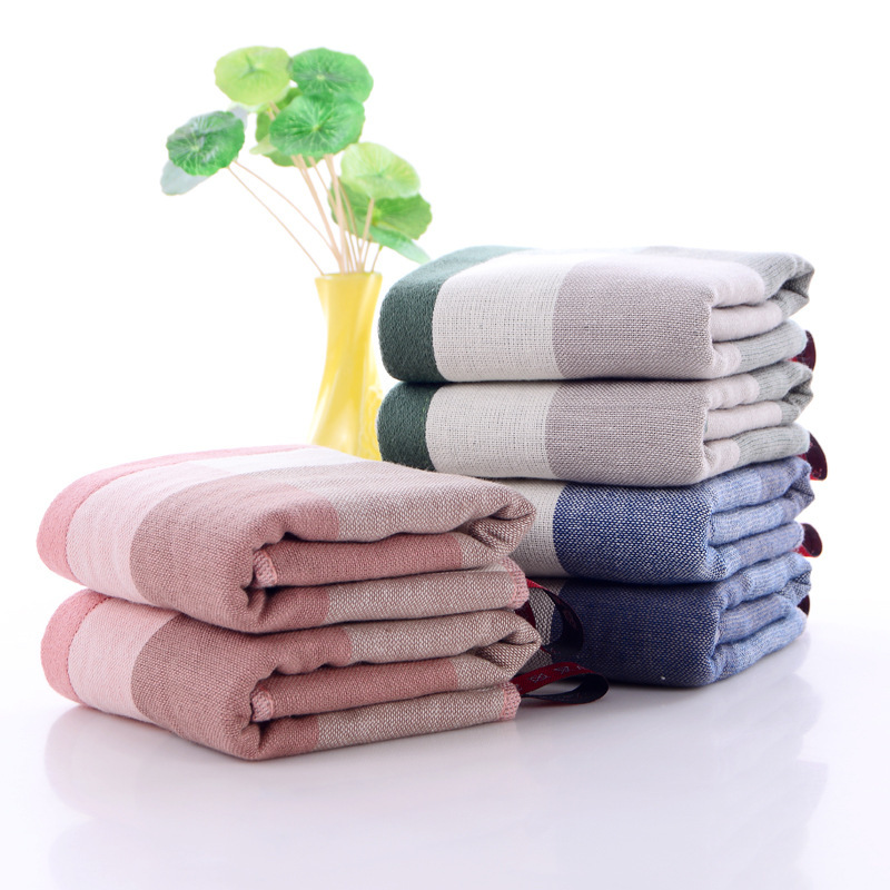 Pure cotton gauze towel Japanese checkered adult home wash face absorbent towel high-grade gift a generation of hair