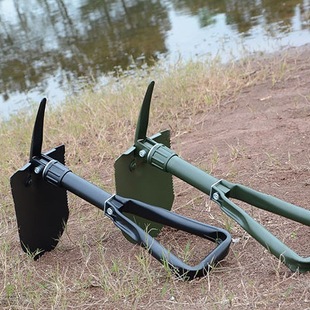 Factory direct multifunctional manganese steel three folding shovel worker shovel shovel outdoor car camping shovel survival shovel