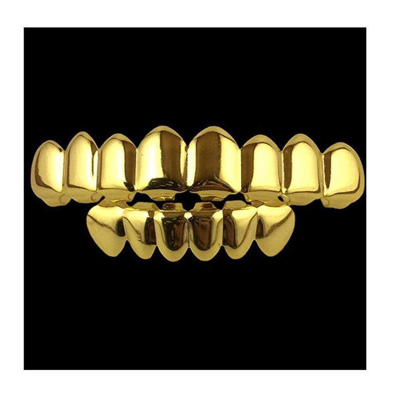欧米の人気ヒップホッケーメッキ8本の歯と金の歯のセットハロウィーンteeth grills道具|undefined