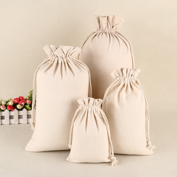 in stock Blank Rice and Tea Packaging Drawstring Cotton Cloth Bundle Wine Bag Foreign Trade Edition Gift Storage Canvas Bag
