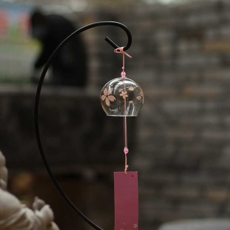 Creative glass wind chime decoration cherry blossom wind chime printing logo celebration outdoor card personalized gift
