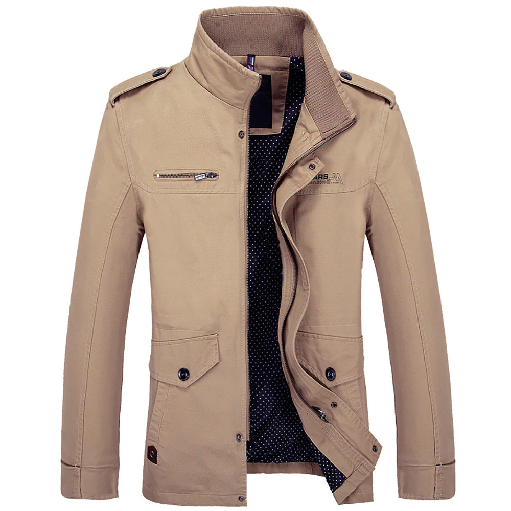 Directly for Amazon new men's casual jacket youth mid-length Korean slim spring and autumn solid color coat wholesale