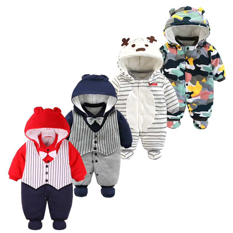 Baby jumpsuit autumn and winter warm baby ha-coat autumn and winter newborn cotton-padded jumpsuit autumn and winter climbing clothes