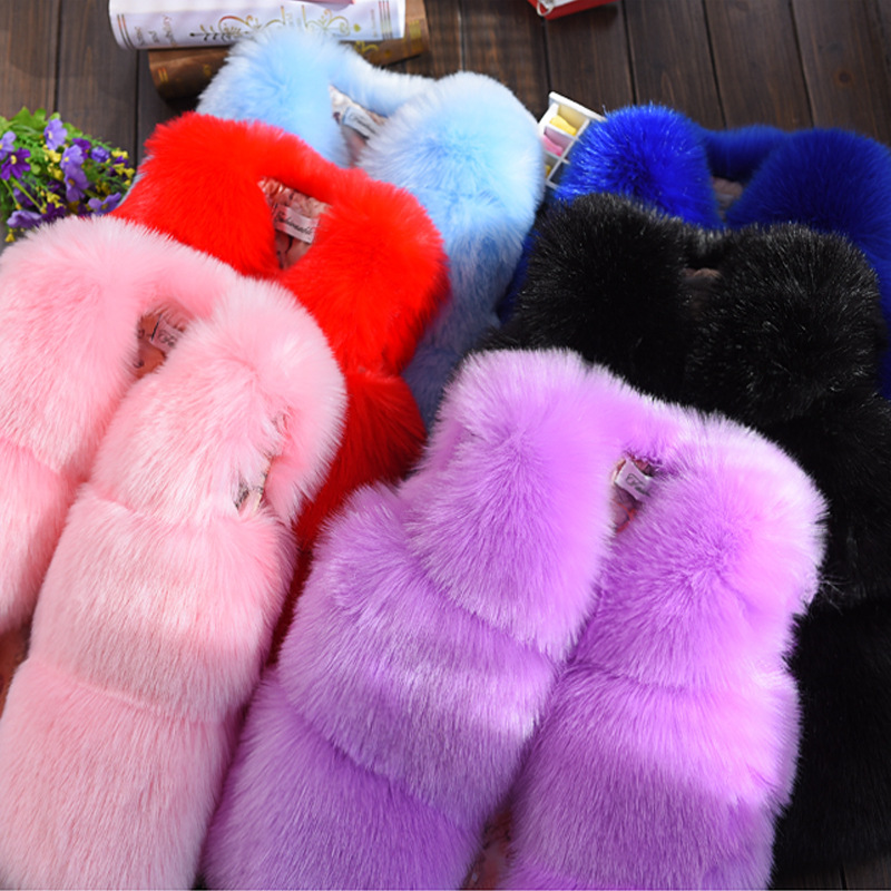 2022 autumn and winter new children's fur vest short thick cotton coat fur coat imitation fur cross-border wholesale