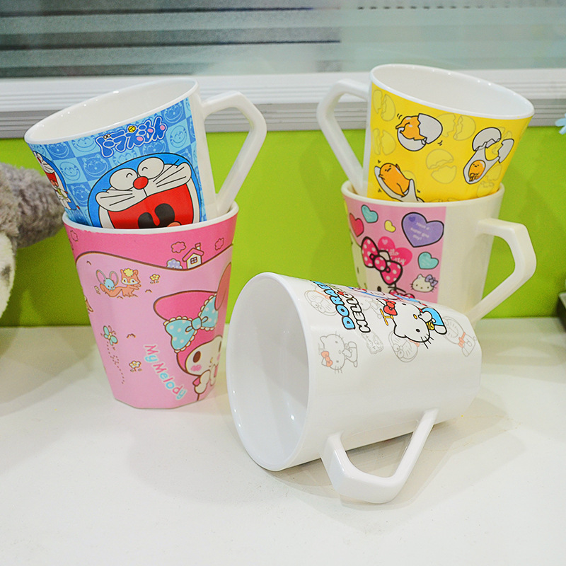 Creative melamine handle cup anti-fall heat-resistant children's cartoon mouthwash Cup cute gift tea cup daily necessities wholesale