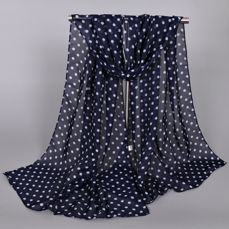 2022 Spring Thin Small Dot Chiffon Scarf Printed Popular Scarf Women's Sunscreen Scarf Long Scarf XQ236