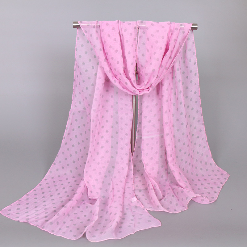 2022 Spring Thin Small Dot Chiffon Scarf Printed Popular Scarf Women's Sunscreen Scarf Long Scarf XQ236
