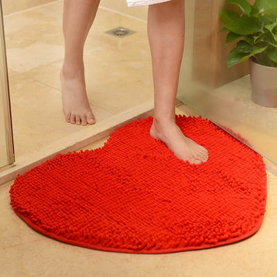 Chenille Heart-shaped Non-slip Absorbent Carpet Wedding Room Wedding Peach Heart Floor Mat Bedroom Bathroom Absorbent Non-slip Mat