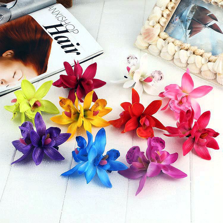 New Double Simulation Cymbidium Flower Edge Clip Spring Vacation Hair Accessories Bohemian Seaside Beach Hair Clip