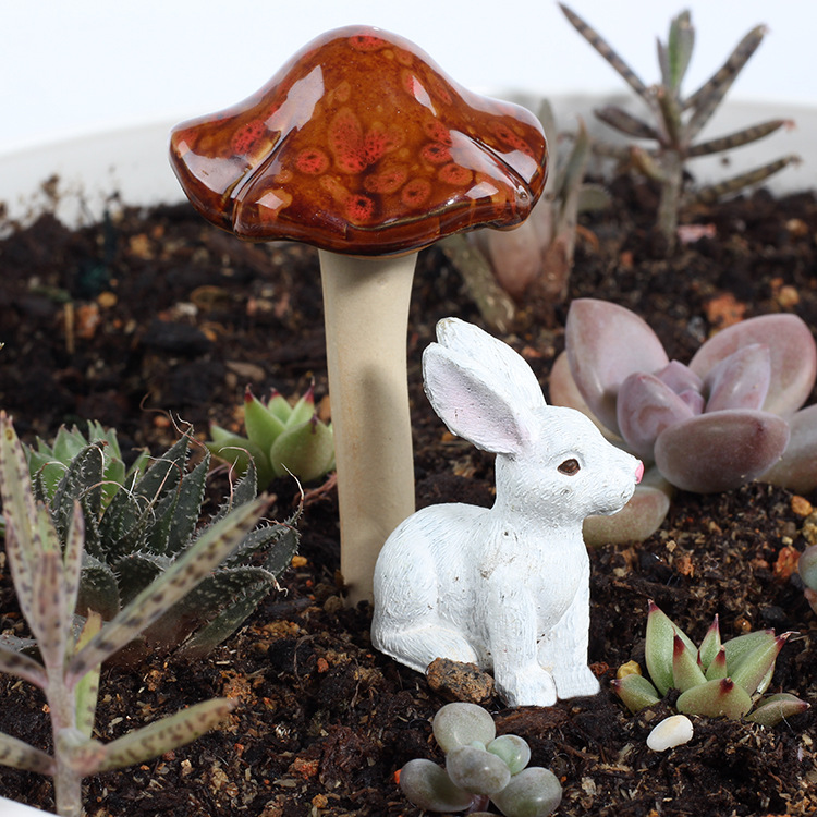 Ceramic Crafts Kiln Change Small Mushroom Flower Pot Decorations Garden Decoration Ceramic Color Glaze Mushroom Insert