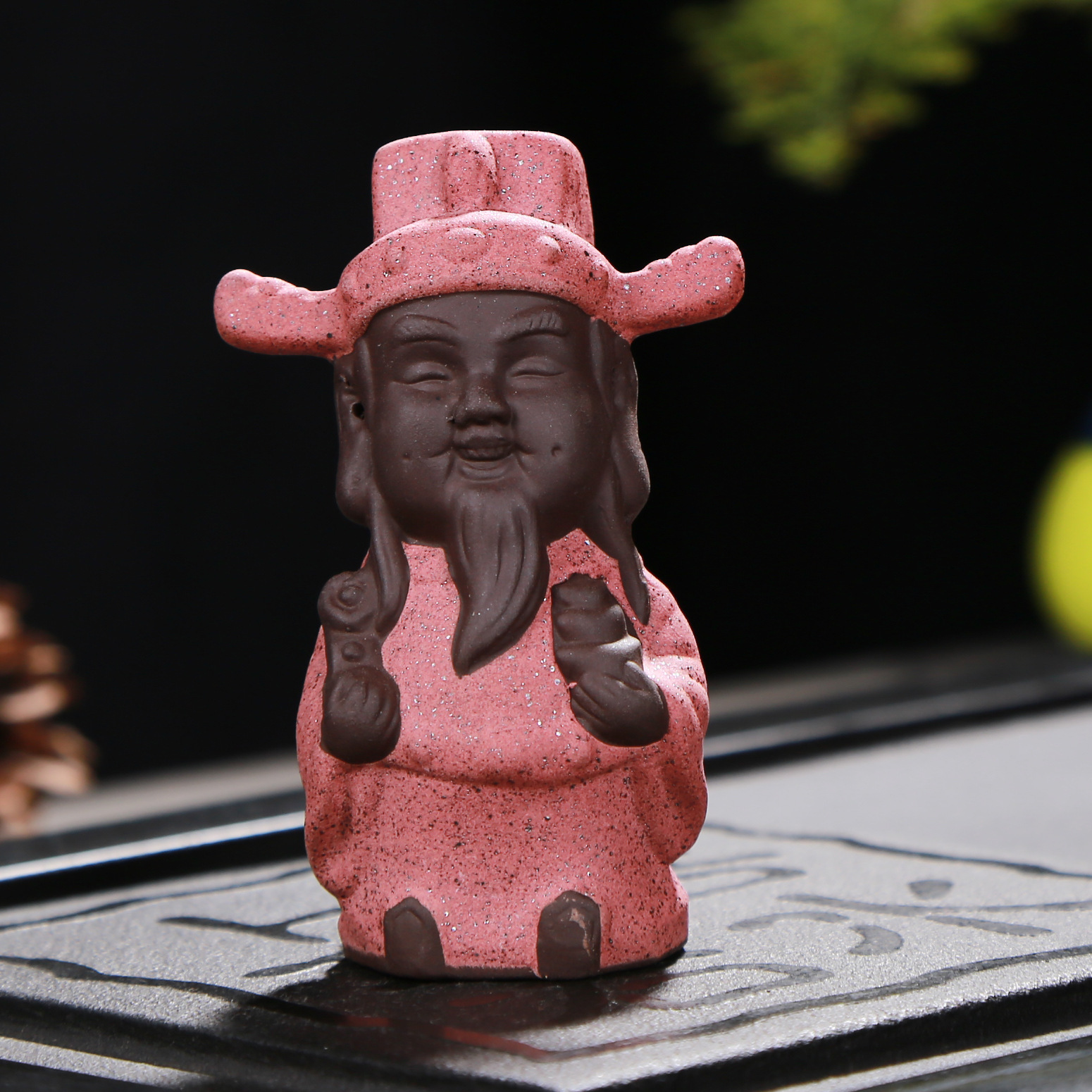 Color Sand God of Wealth Ceramic Tea Pet Purple Sand Small Ornaments Ceramic Tathagata Small Monk Car Desktop Small Buddha Statue