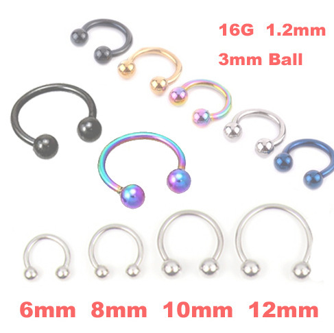Human body piercing jewelry universal ring snap ball breast ring body ring C Rod horseshoe ring CBR stainless steel piercing jewelry batch