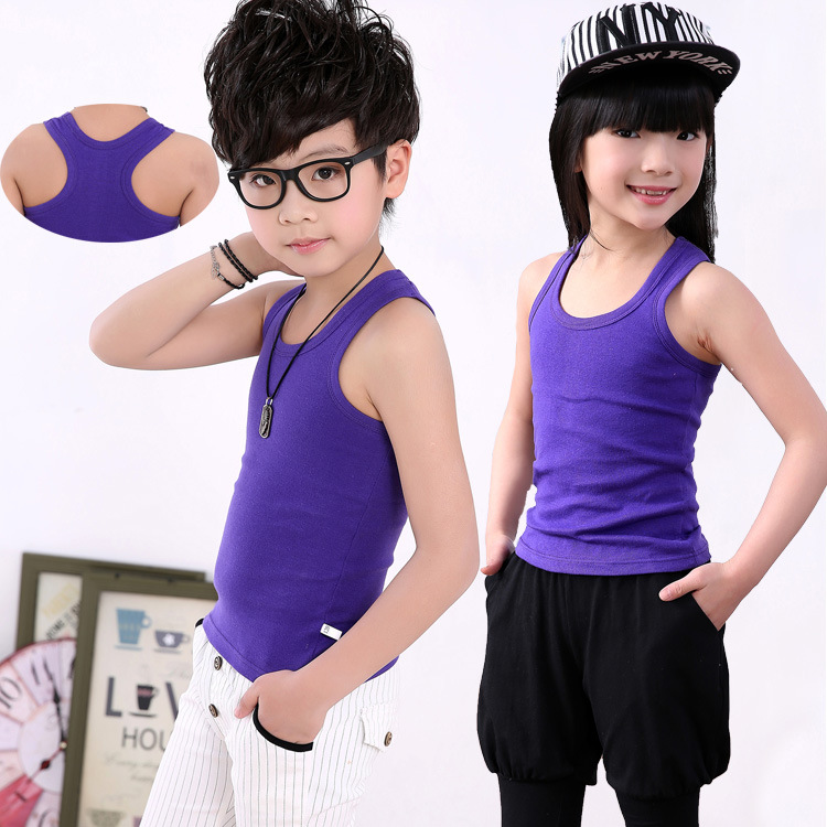 Children's Pure Cotton Boys' I-shaped Hurdle Girls' Small Camisole Underwear Summer Girls' Bottoming