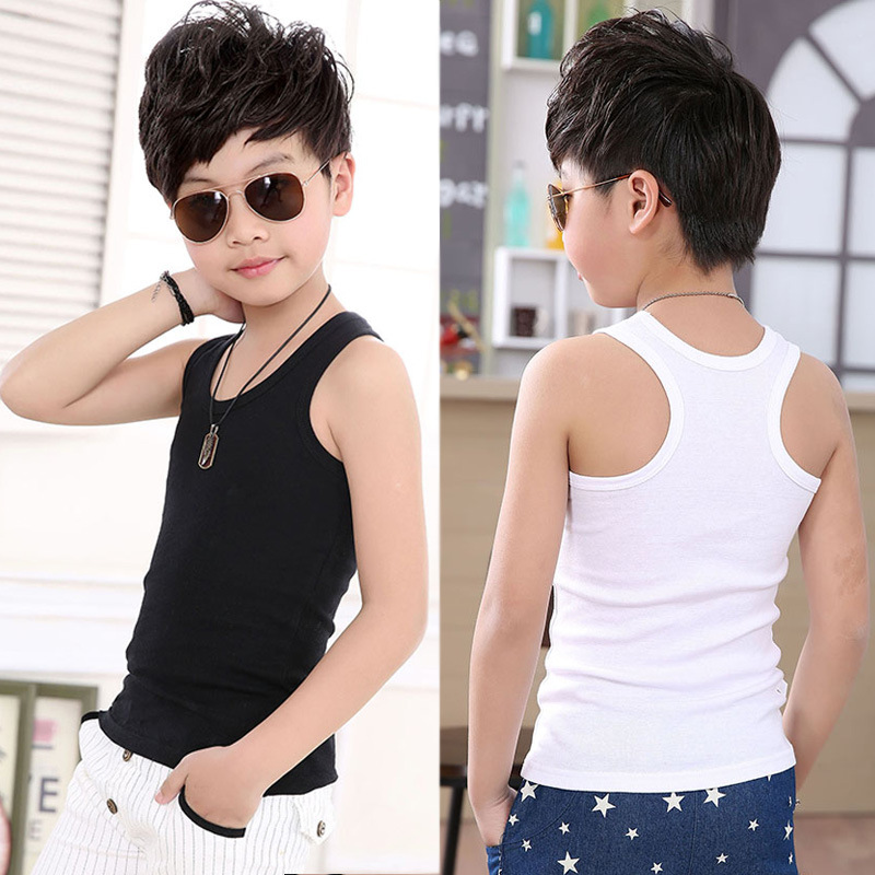Children's Pure Cotton Boys' I-shaped Hurdle Girls' Small Camisole Underwear Summer Girls' Bottoming