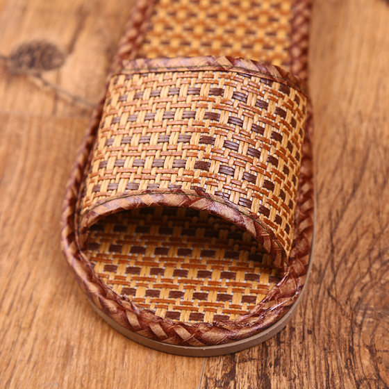 Rattan grass slippers thickened bottom household slippers summer slippers men's and women's sandals wholesale
