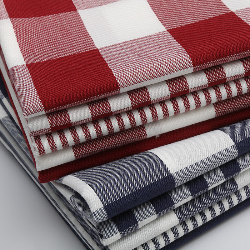 Yarn-dyed plaid cotton and linen tablecloth fabric pillow bay window cushion sponge cushion pillow case linen sofa fabric wholesale