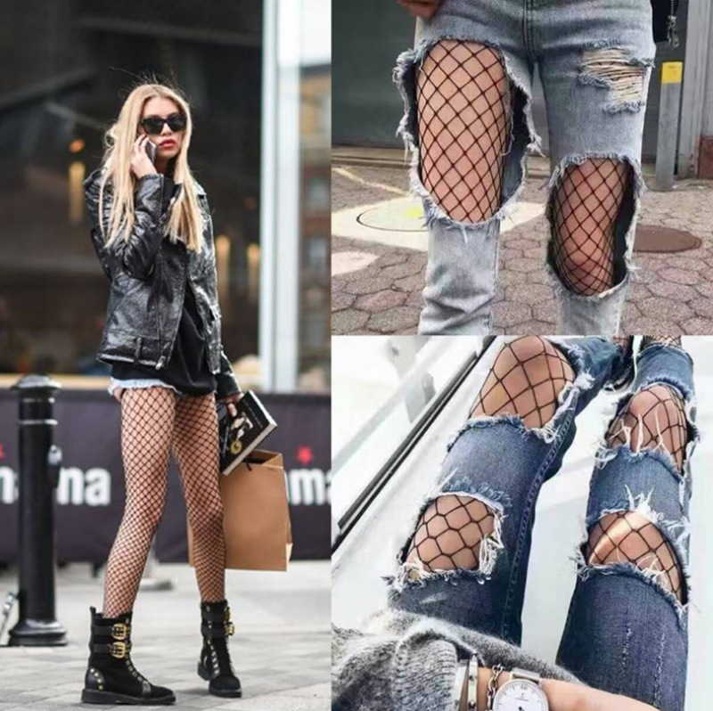 Central Europe Explosions Sexy Pants Fishnet Stockings Hollow-out Size Mesh-resistant Anti-hook Unbroken Mesh Leg Stockings