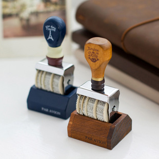 MT-2 Vintage Date Hand Account Stamp zakka Style Imitation Postmark Effect Wooden Stamp Roller Stamp