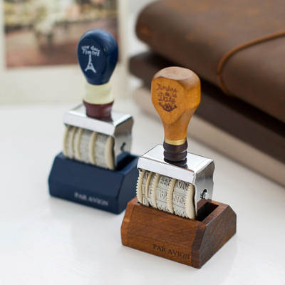 MT-2 Vintage Date Hand Account Stamp zakka Style Imitation Postmark Effect Wooden Stamp Roller Stamp