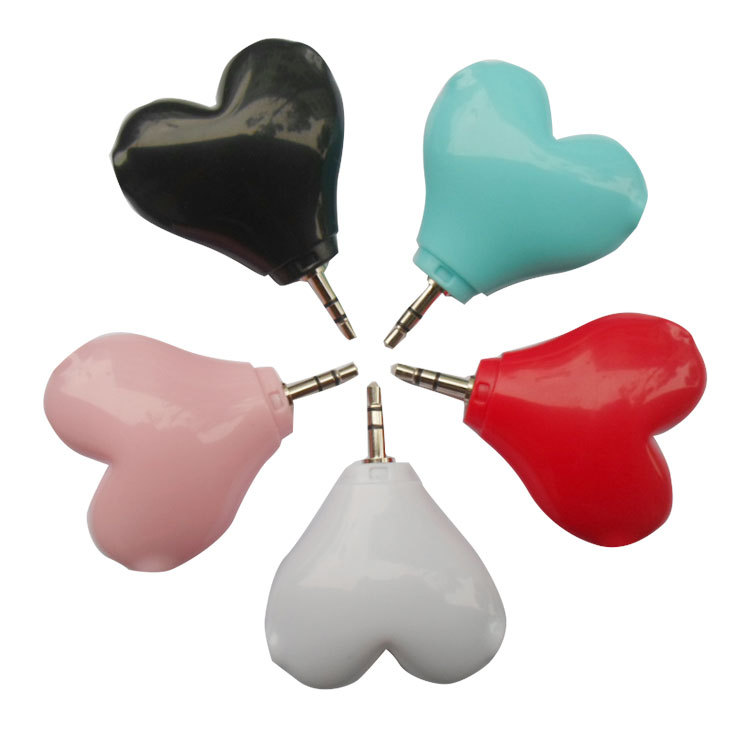 One-to-Two Tree Fork Heart-Shaped Headset Adapter Couple's Sharer Speakers Electronic Gifts Foreign Trade Products