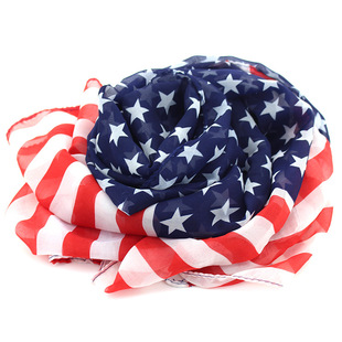 American flag pattern stars and stripes European and American long chiffon scarf wholesale shawl lady sailor dance scarf