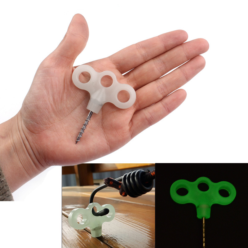 Outdoor luminous three-eye screw camping deck ground nail thread stainless steel tent nail wind rope nail wholesale