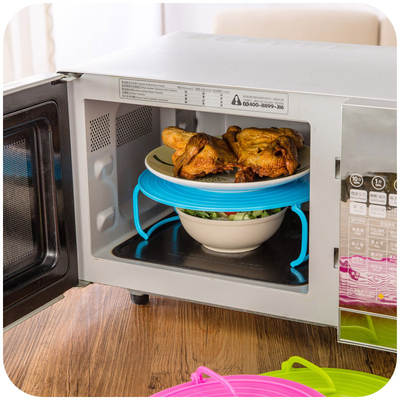 Multi-functional Microwave Heating Layered Steaming Rack Tray Rack Double-layer Heat Insulation Tray Storage Rack Pot Pad