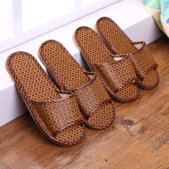 Rattan grass slippers thickened bottom household slippers summer slippers men's and women's sandals wholesale