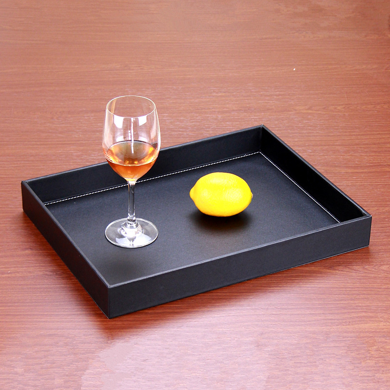 Household Tray Water Cup Tea Set Tray Hotel Guest Room Leather Rectangular Tray Waterproof Office File Tray Business