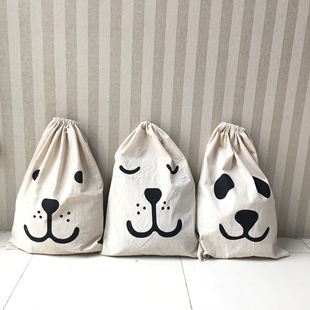 Factory direct selling children's toy storage bag bear face sleeping face bear letters home canvas storage bag sack wholesale