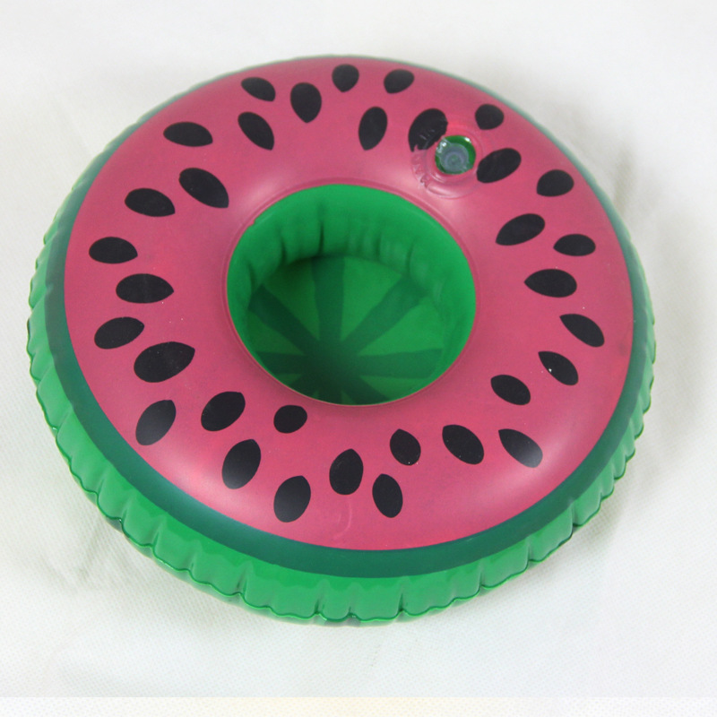 Inflatable Flamingo Donut Watermelon Pineapple Coaster Water Coke Cup Seat Beverage Cup Seat Inflatable Toy