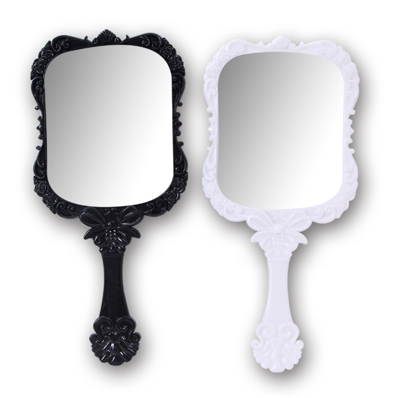 Factory direct supply plastic butterfly pattern small mirror portable square handle makeup mirror small gift LOGO wholesale