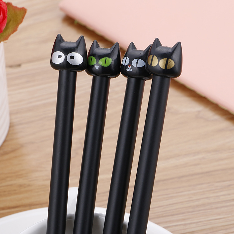 High quality black kitten gel pen creative cartoon student stationery water pen signature pen special factory direct sales