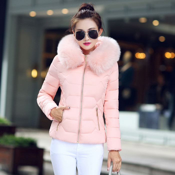 Cross-border cotton-padded coat women's 2022 autumn and winter New Korean version of large size wool collar short cotton-padded coat women's cotton-padded jacket coat