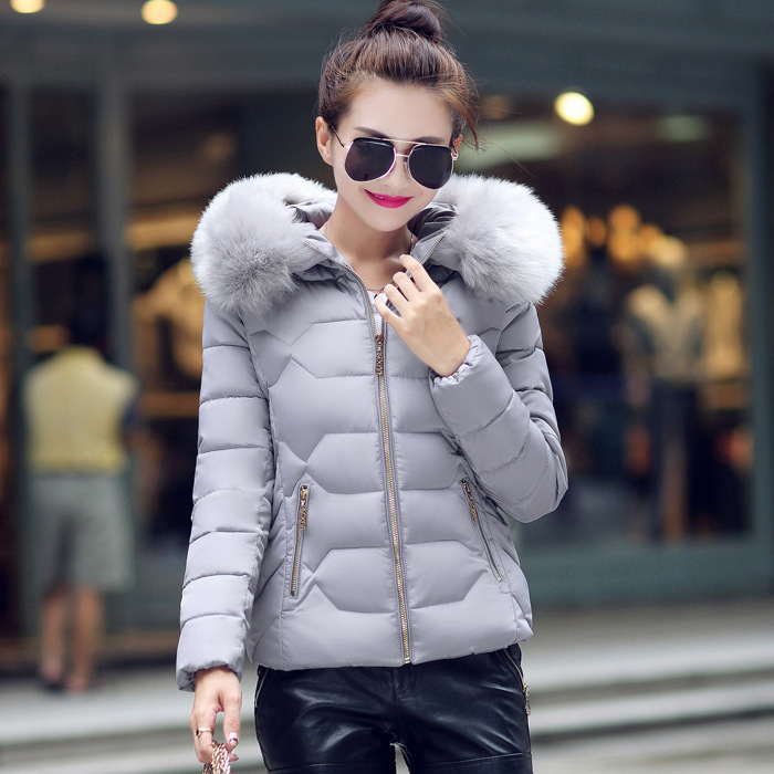 Cross-border cotton-padded coat women's 2022 autumn and winter New Korean version of large size wool collar short cotton-padded coat women's cotton-padded jacket coat