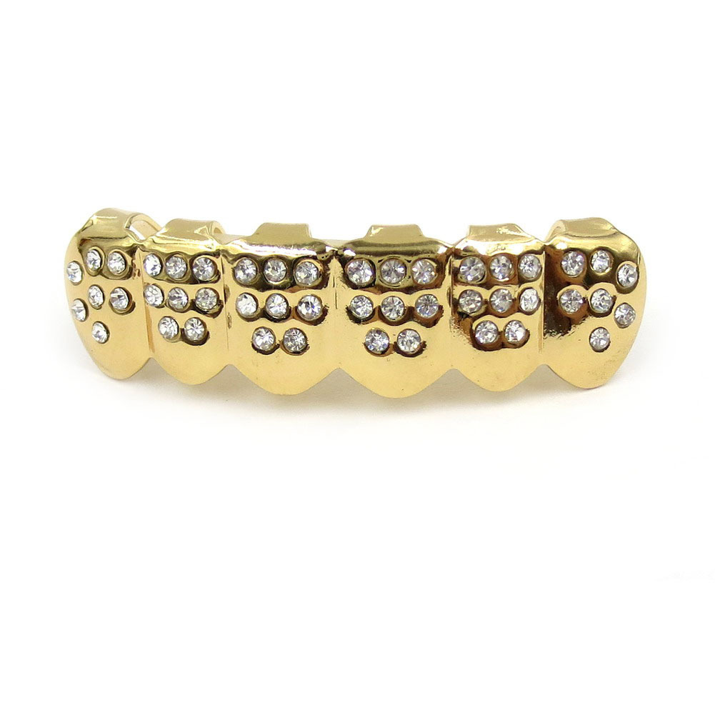 Горячая продажа в Европе и Америке HIPHOP хип-хоп Teeth Grills декоративные брекеты позолоченные алмазные золотые брекеты