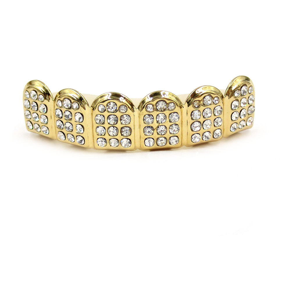 Горячая продажа в Европе и Америке HIPHOP хип-хоп Teeth Grills декоративные брекеты позолоченные алмазные золотые брекеты