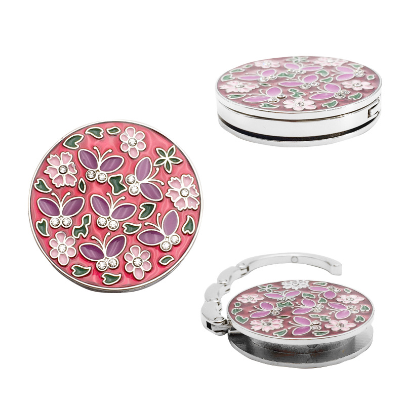 Internal folding bag hook round foreign trade e-commerce small items single product cloisonné bag buckle table hook long-term