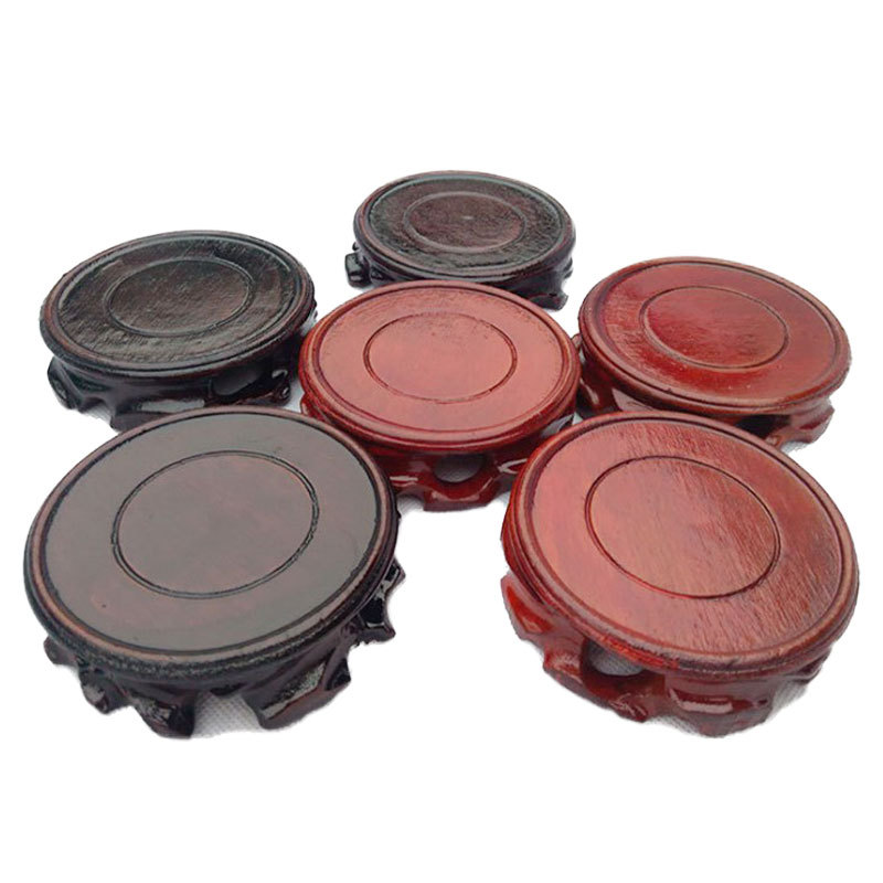 Root Carving Solid Wood Base Round Fish Tank Vase Flower Pot Jade Wonder Stone Purple Sand Teapot Redwood Small Ornaments Base