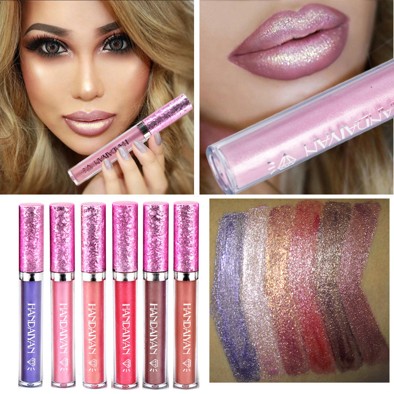 Cross-border Hot handaiyan Diamond Pearlescent Liquid Mermaid Lip Gloss Lip Glaze Wholesale Amazon Explosive