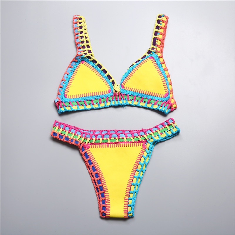 European and American new neoprene bikini swimsuit Beach swimwear women's bikini sexy split swimsuit