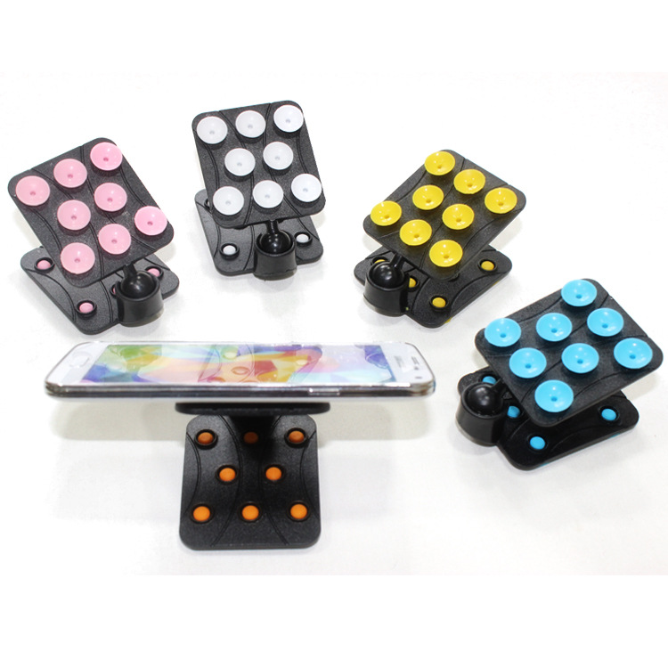 Double-sided 8-point suction cup bracket gecko foot design color suction cup car mobile phone bracket mobile phone base