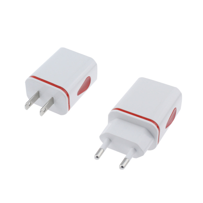 レインボー光るデュアル USB 携帯電話充電器 5v 1a 米国/eu 規制スマートフォンユニバーサル充電ヘッド|undefined