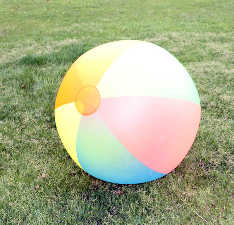 Children's super large color rainbow inflatable ball beach ball inflatable 80cm swimming pool lawn outdoor toy game ball