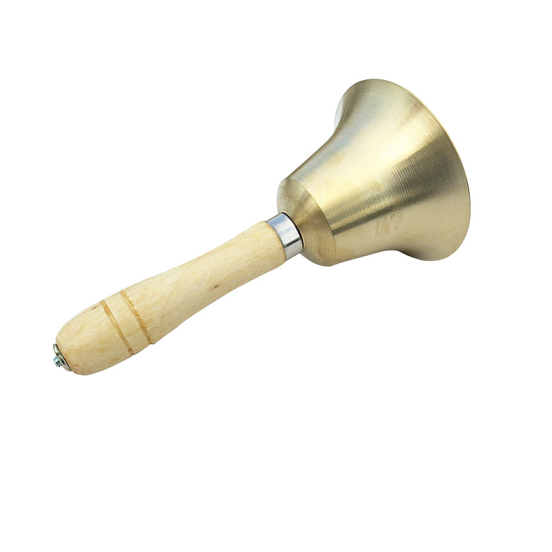 Teaching copper wooden handle hand bell 8cm small class bell children adult students percussion instrument Christmas pet Bell