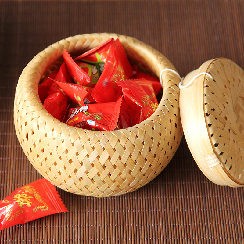 Wholesale handmade bamboo mini tea cans tea box tea gift packaging box bamboo basket go box tea basket tea ceremony match