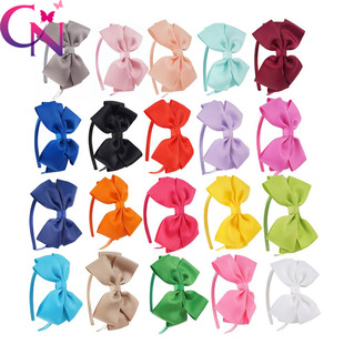 Cross-border Hot-sale Rib with Triplets Headbuckle Children's Party Accessories Plain Bow Headband Children's Headwear
