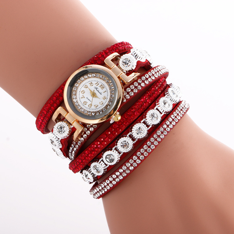 Foreign trade hot-selling alloy diamond ring bracelet watch digital face Korean velvet ladies wrist watch quartz watch