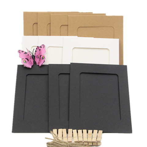 3.5.6.7 inch Kraft paper photo frame Photo Wall creative hanging paper photo frame clip hemp rope