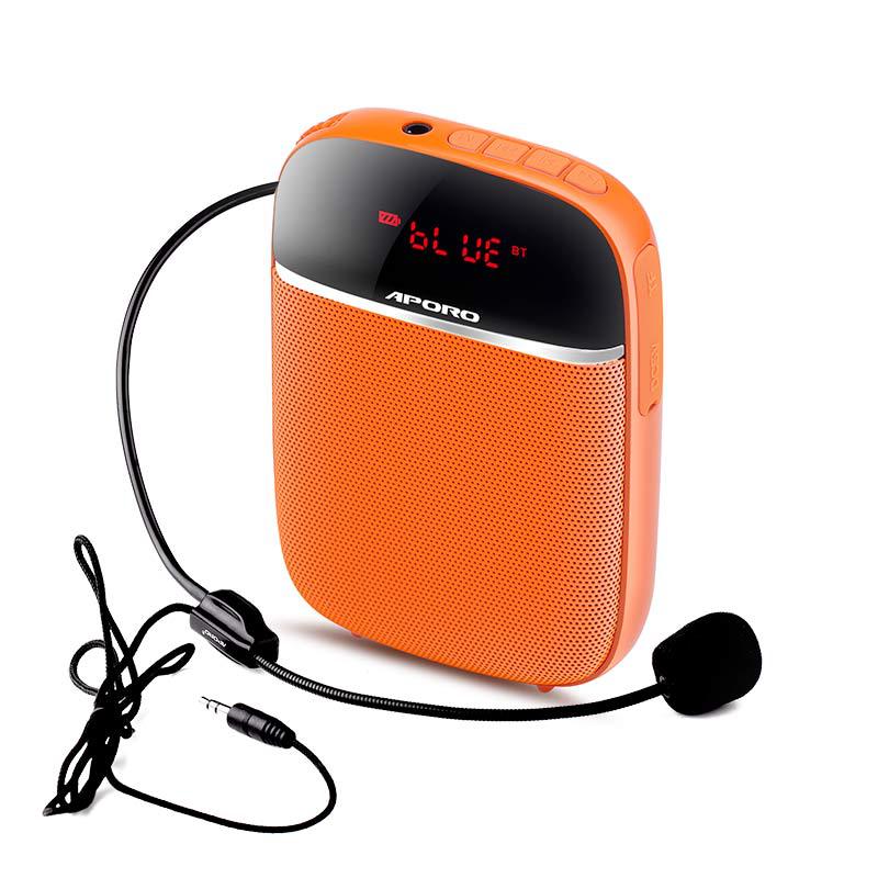 APORO T2 mini bluetooth loudspeaker portable waist hanging bee teacher tour guide microphone card recording